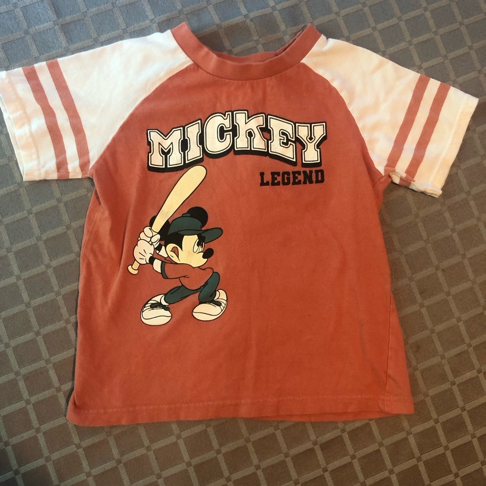 Disney Mickey Legend Rust & White Raglan Kids Baseball Tee